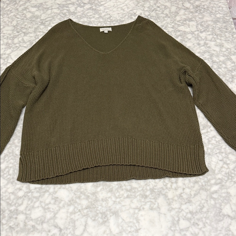 Lucky Brand Olive V-Neck Sweater